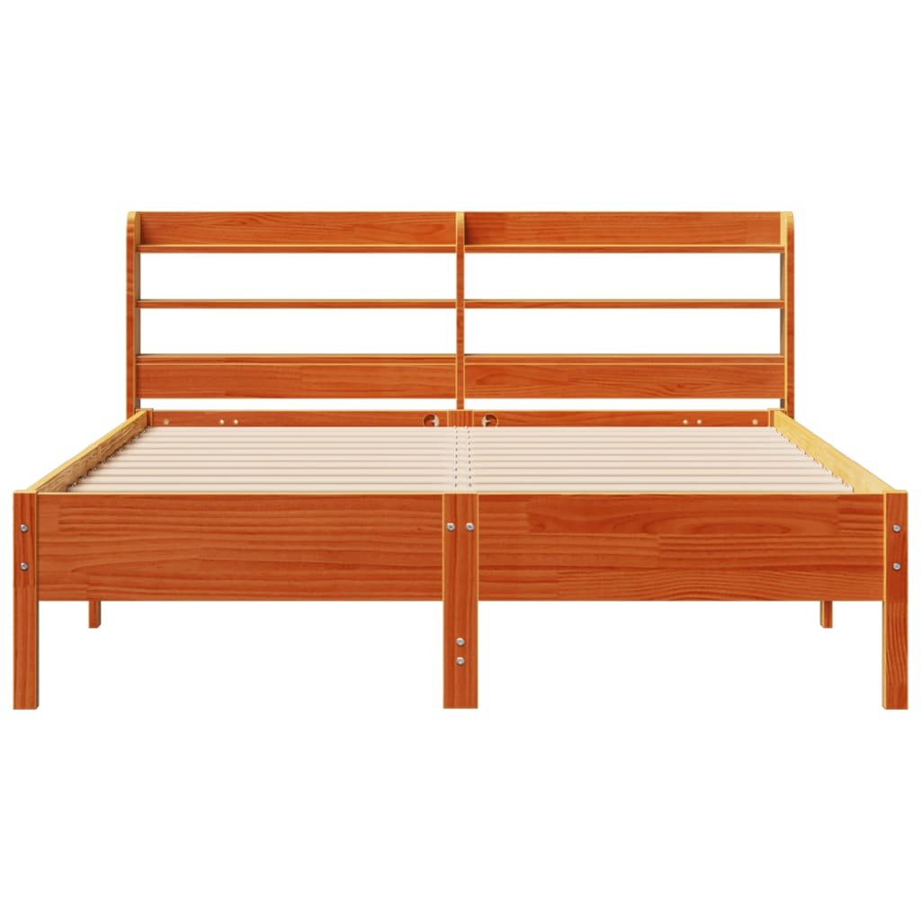 Bed Frame without Mattress Wax Brown 150x200 cm King Size Solid Wood Pine